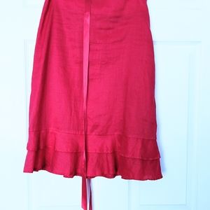 Pretty in Pink, Like New Linen (Ramie) Midi Skirt. Sz 4.